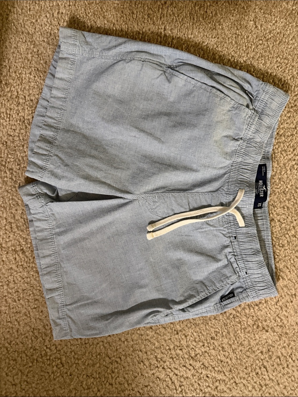 Hollister Light Blue Elastic Waist Drawstring Shorts